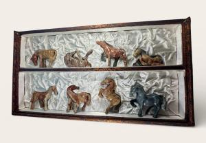 Set of 8 Vintage Chinese Soapstone Horse Figurines