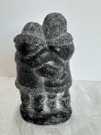 Inuit Couple Soapstone Carving - Signed Art