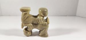 Unique Asian Soapstone Stacked Boys Paperweight Statue