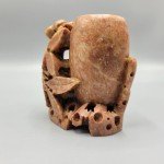 Floral Design Hand Carved Soapstone Brush Pot