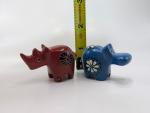 Colorful Soapstone Hippo and Rhino Set
