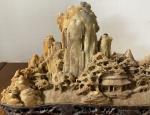 Mountain Landscape Soapstone Carving with Temples