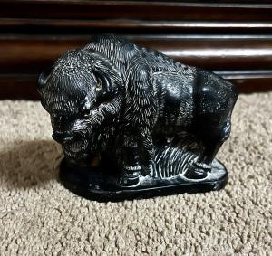 Carved Soapstone Buffalo Figurine from Canada 4”