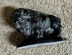 Carved Soapstone Buffalo Figurine from Canada 4”
