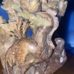 Hand-Carved Vintage Chinese Soapstone Phoenix & Flowers