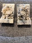 Chinese Hand Carved Soapstone Floral Bookends