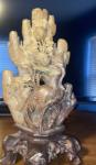 Hand-Carved Vintage Chinese Soapstone Phoenix & Flowers