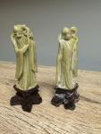 Chinese Soapstone Immortal Figures Pair, 4”