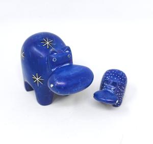 Hand-Carved Vintage Soapstone Hippo Set