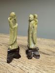 Chinese Soapstone Immortal Figures Pair, 4”