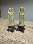 Chinese Soapstone Immortal Figures Pair, 4”