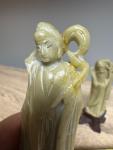Chinese Soapstone Immortal Figures Pair, 4”