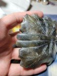 Hand-Carved Dark Green Soapstone Lotus Leaf Dish