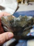 Hand-Carved Dark Green Soapstone Lotus Leaf Dish