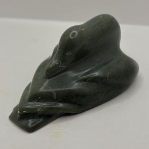 Inuit Green Soapstone Hand-Carved Bird Figurine