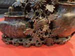 Hand Carved Chinese Soapstone Floral Mountain Sculpture