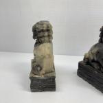 Chinese Hand-Carved Foo Dog Soapstone Statues Pair