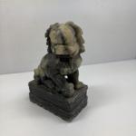 Chinese Hand-Carved Foo Dog Soapstone Statues Pair