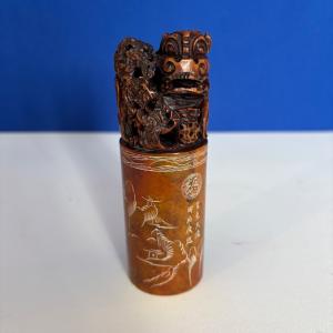 Dragon Seal with Box - Chinese Soapstone Carving