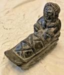 Hand Carved Inuit Soapstone Sled Figure 4" x 3.25