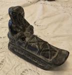 Hand Carved Inuit Soapstone Sled Figure 4" x 3.25