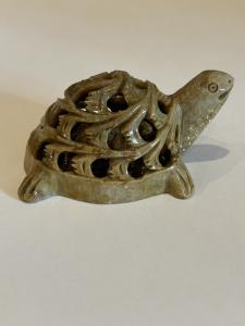 Green Soapstone Turtle Figurine Nested Design
