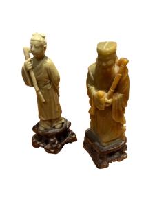 Vintage Chinese Soapstone Carved Figures Set