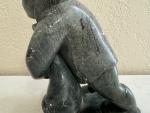 Inuit Soapstone Carving of Man and Walrus