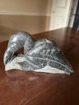 Inuit Soapstone Loon Carving with Syllabics