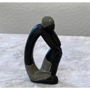Hand Carved Vintage Soapstone Sitting Figure 7.7