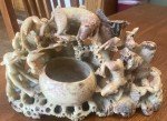 Vintage Soapstone Carving Vase with Dogs & Birds