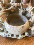 Vintage Soapstone Carving Vase with Dogs & Birds