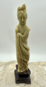 Hand-Carved Vintage Soapstone Quan Yin Statue 7”