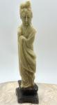 Hand-Carved Vintage Soapstone Quan Yin Statue 7”