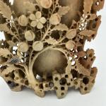 Vintage Soapstone Vase with Bird Design, 10.75