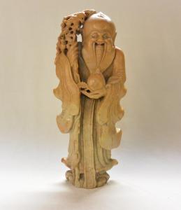 Chinese Soapstone Carving of Shou Lao, Longevity Deity