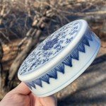 Antique Chinese Blue & White Porcelain Jar Lid