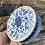 Antique Chinese Blue & White Porcelain Jar Lid