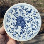 Antique Chinese Blue & White Porcelain Jar Lid
