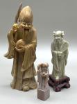 Set of 3 Chinese Soapstone Immortal Sculptures