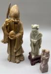 Set of 3 Chinese Soapstone Immortal Sculptures