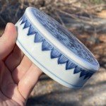 Antique Chinese Blue & White Porcelain Jar Lid