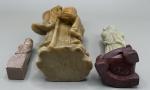 Set of 3 Chinese Soapstone Immortal Sculptures