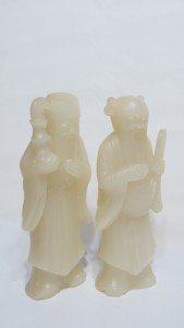 Chinese Soapstone Carved Figure Statue Pair