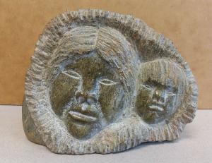 Inuit Soapstone Mother and Child Bust Sculpture