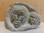 Inuit Soapstone Mother and Child Bust Sculpture