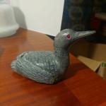 Wolf Soapstone Sculpture with Glass Eyes