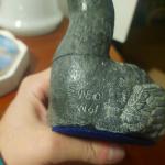 Wolf Soapstone Sculpture with Glass Eyes