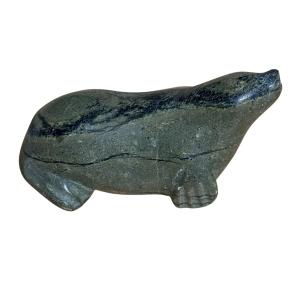 Inuit Seal Soapstone Sculpture - Artist Signed