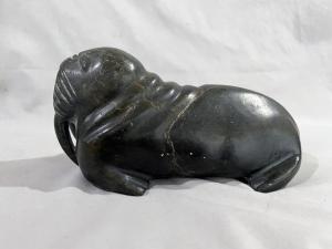 Inuit Soapstone Carved Walrus Figure - Signed